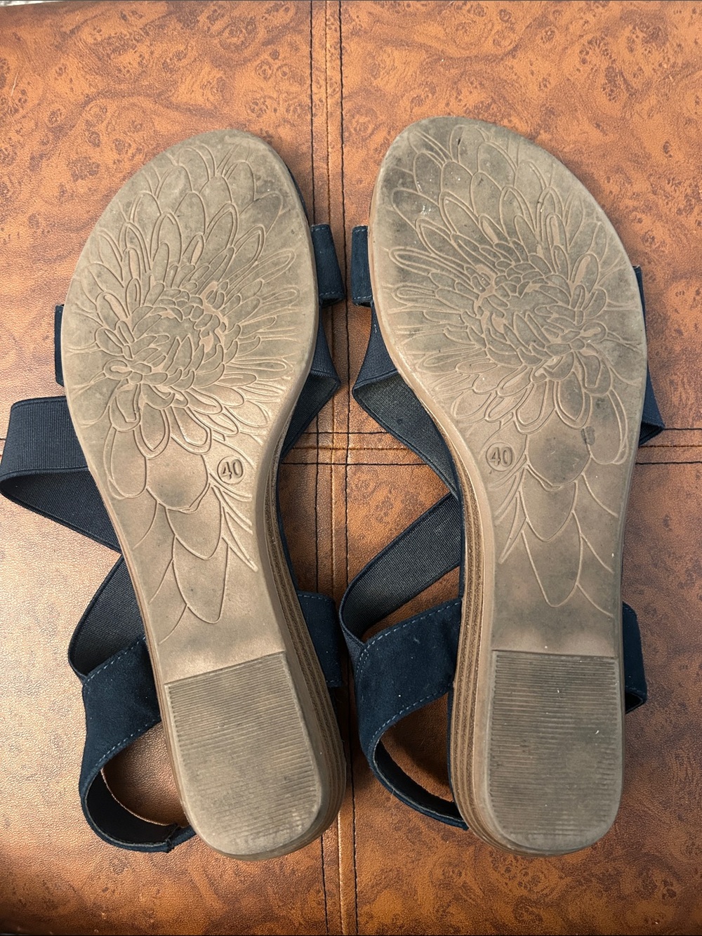 Navy Strappy Elastic Sandals - Picture 3 of 6